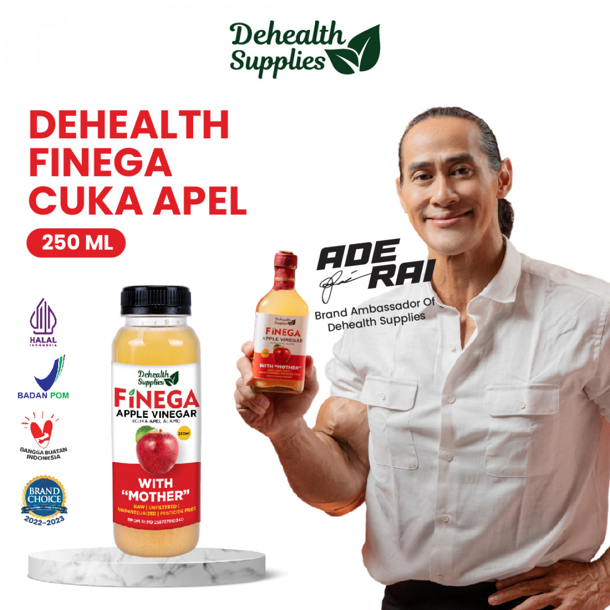 Dehealth Supplies Finega Cuka Apel 250ml (Botol Plastik) 