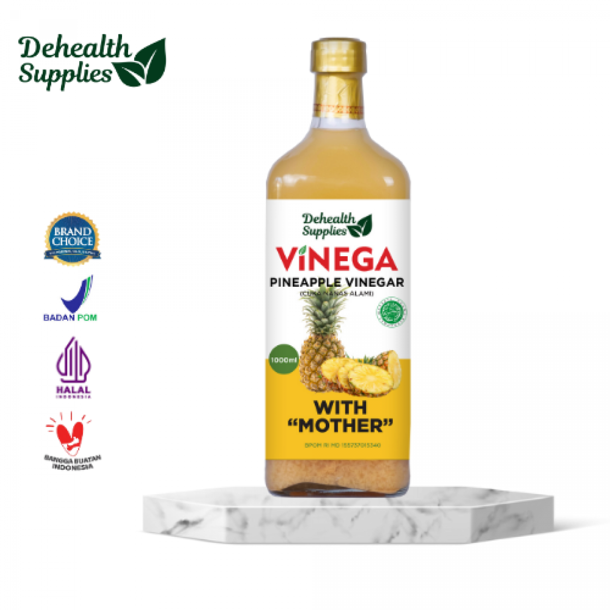 Dehealth Cuka Nanas 1000ml Kaca