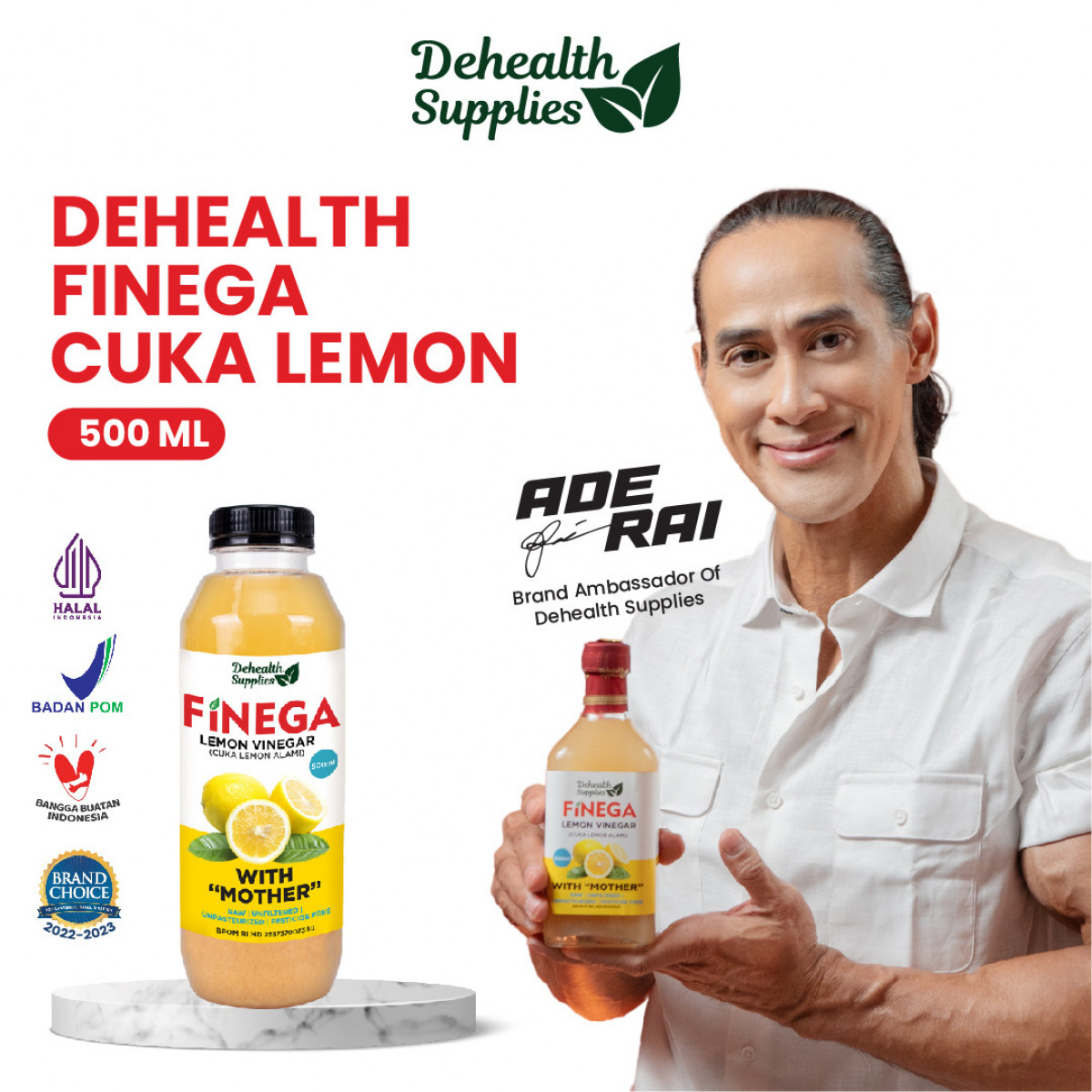 Dehealth Supplies Finega Cuka Lemon 500ml Kemasan Plastik