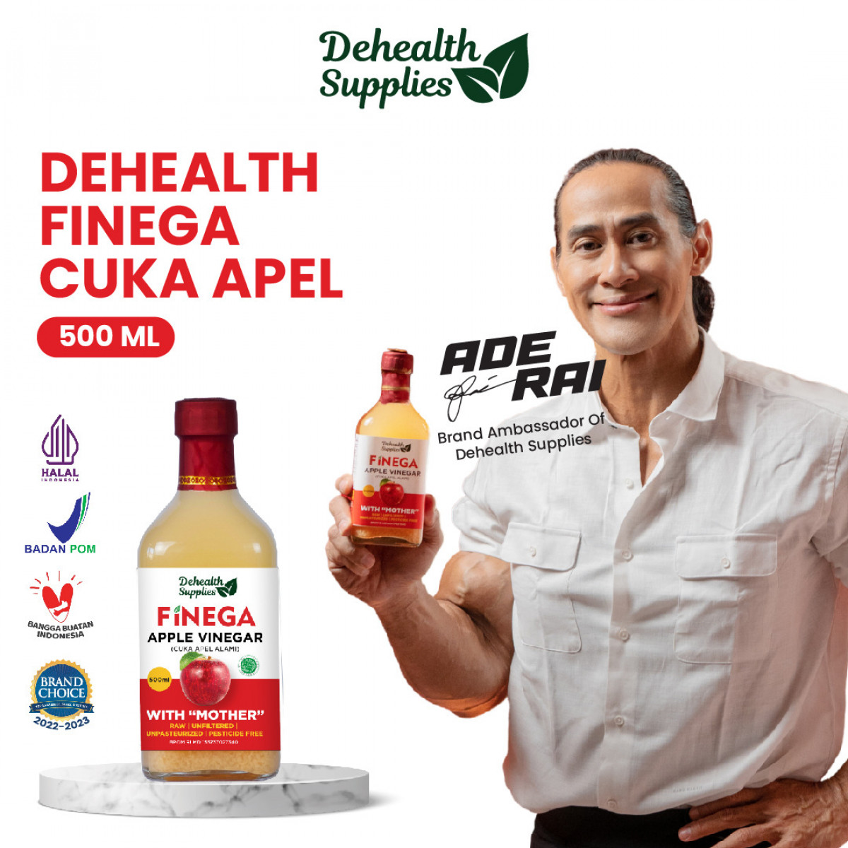 Dehealth Supplies Finega Cuka Apel 500ml ( botol kaca )