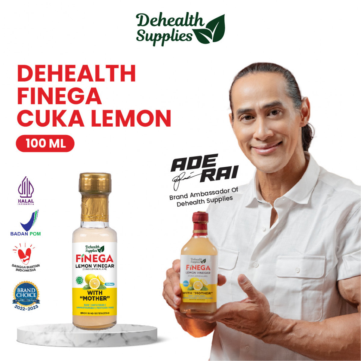 Dehealth Supplies Finega Cuka Lemon 100ml (botol kaca)
