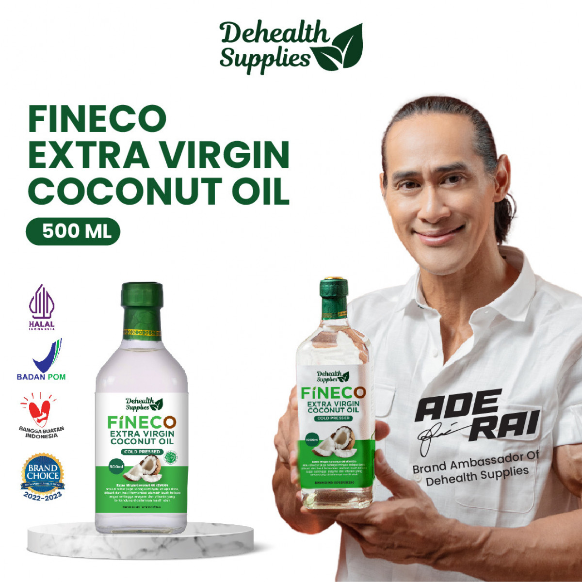 Fineco Extra Virgin Coconut 500ml (Botol Kaca)