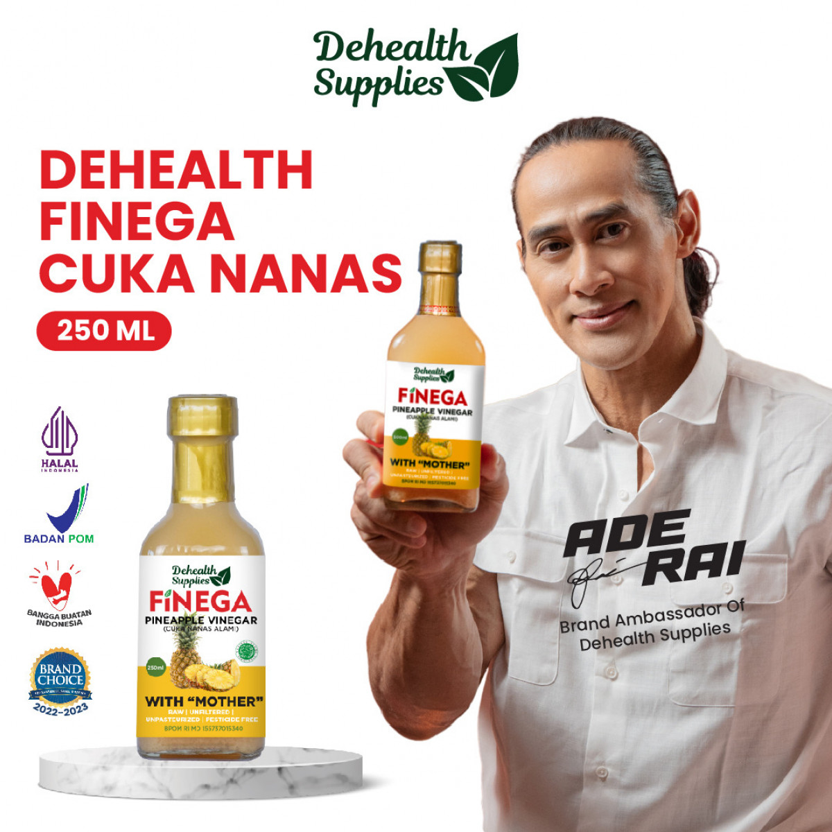 Dehealth Supplies Finega Cuka Nanas 250ml  ( Botol Kaca )