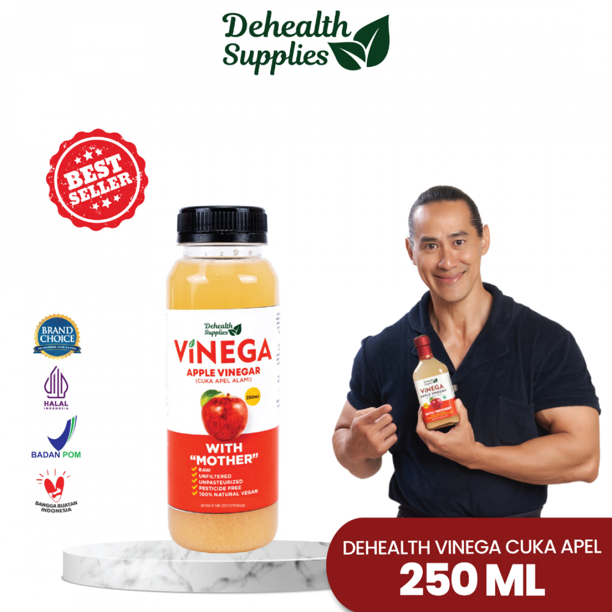 Dehealth Vinega Apel 250ml (Botol Plastik) 