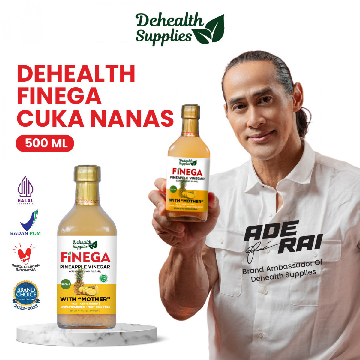 Dehealth Supplies Finega Cuka Nanas 500ml (Botol kaca)
