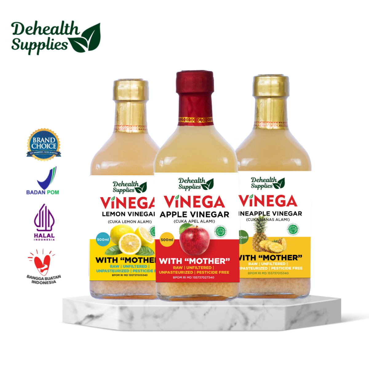 Dehealth Vinega Packages 500ml ( Botol Kaca ) 