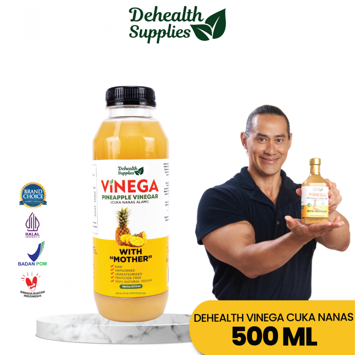 Dehealth Vinega Nanas 500ml (Botol Plastik)