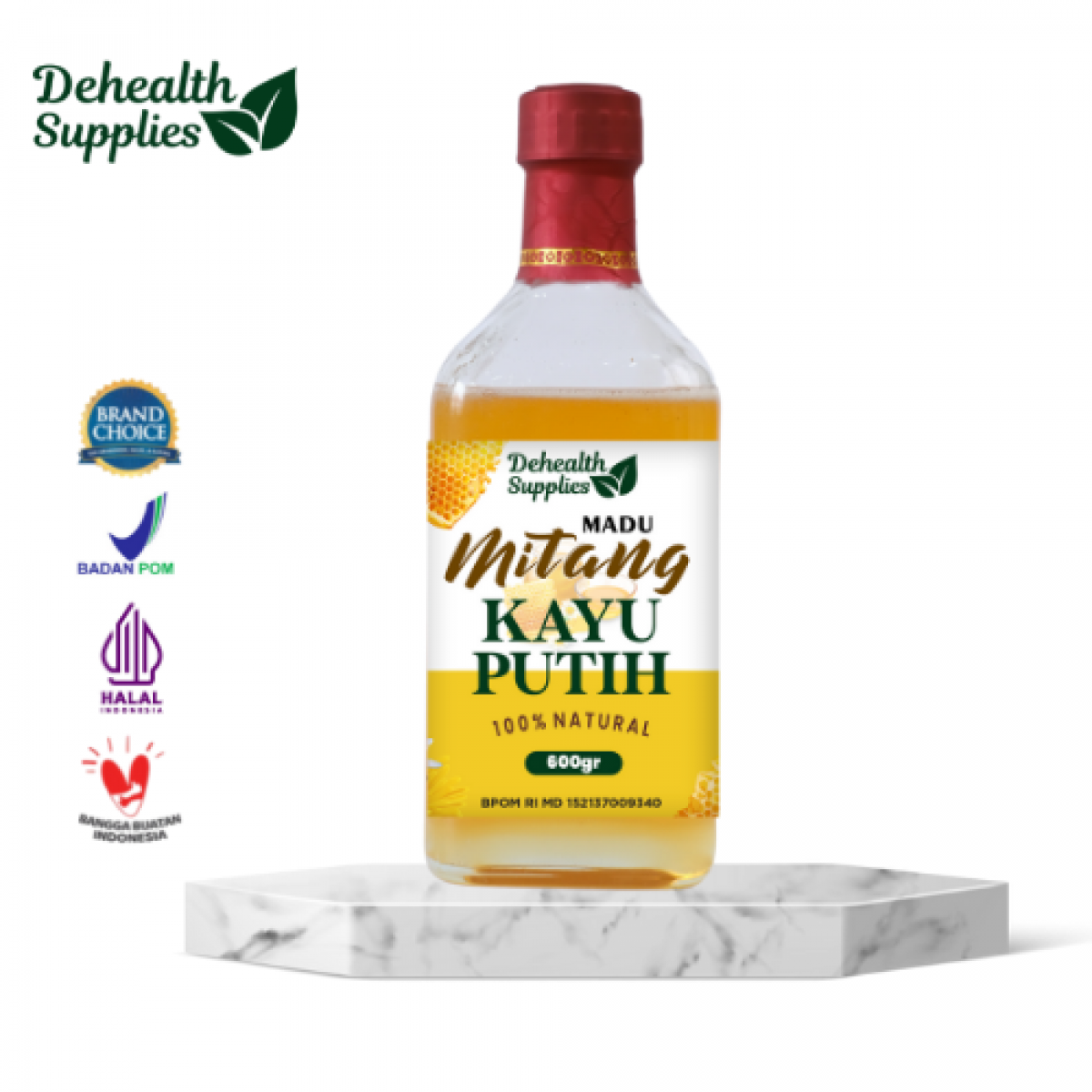 Dehealth Madu Mitang Kayu Putih 600gr Kaca