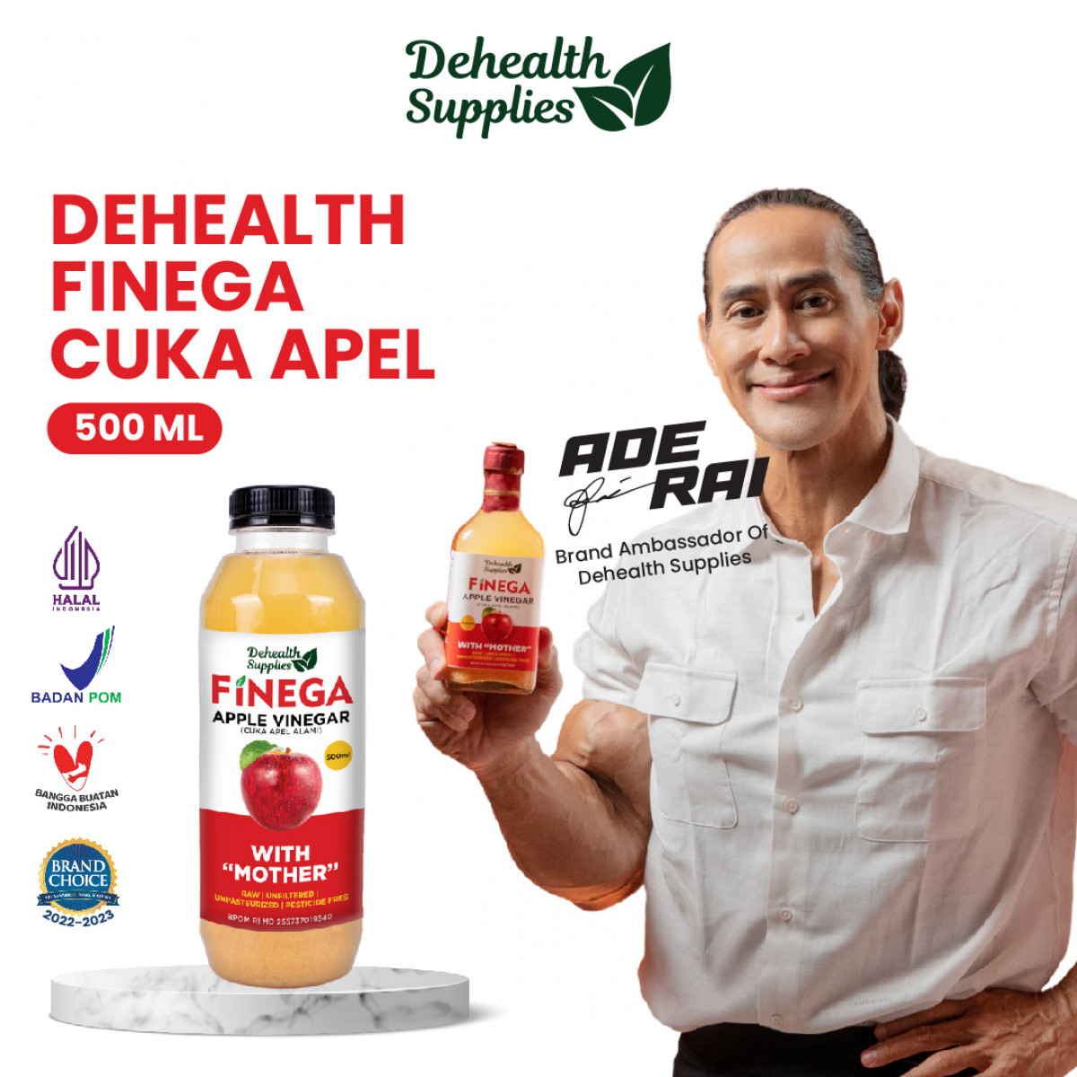 Dehealth Supplies Finega Cuka Apel 500ml (Botol Plastik)