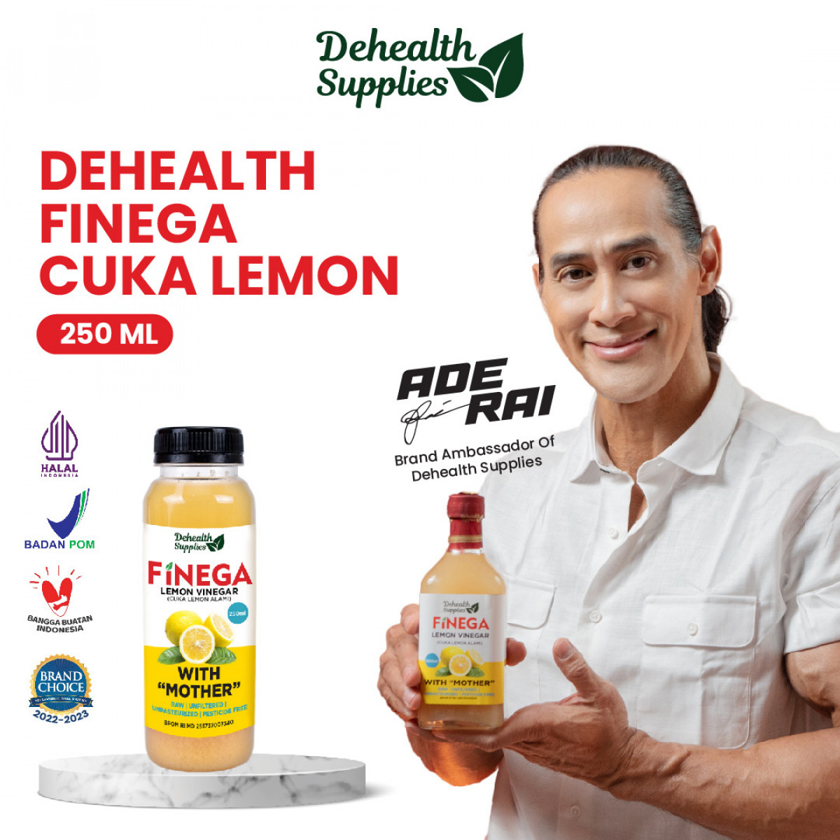 Dehealth Supplies Finega Cuka Lemon 250ml Kemasan Plastik